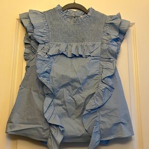 Blue ruffle top